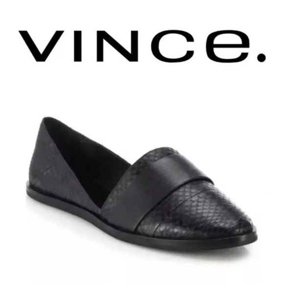 Vince Mason Snakeskin Embossed Leather Slip On Loafers - Picture 7 of 7
